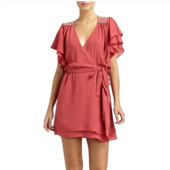 NWOT. Erin Chiffon Wrap Dress - Picture 2 of 5